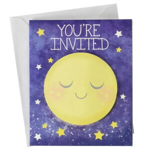 Creative Converting Moon and Back Gender Neutral Baby Shower Invitations (8)